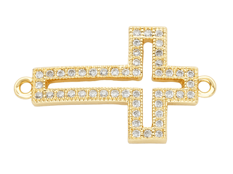 RODIO DORADO CENTRO CRUZ SILUETA ZIRCON BLANCO 23MM