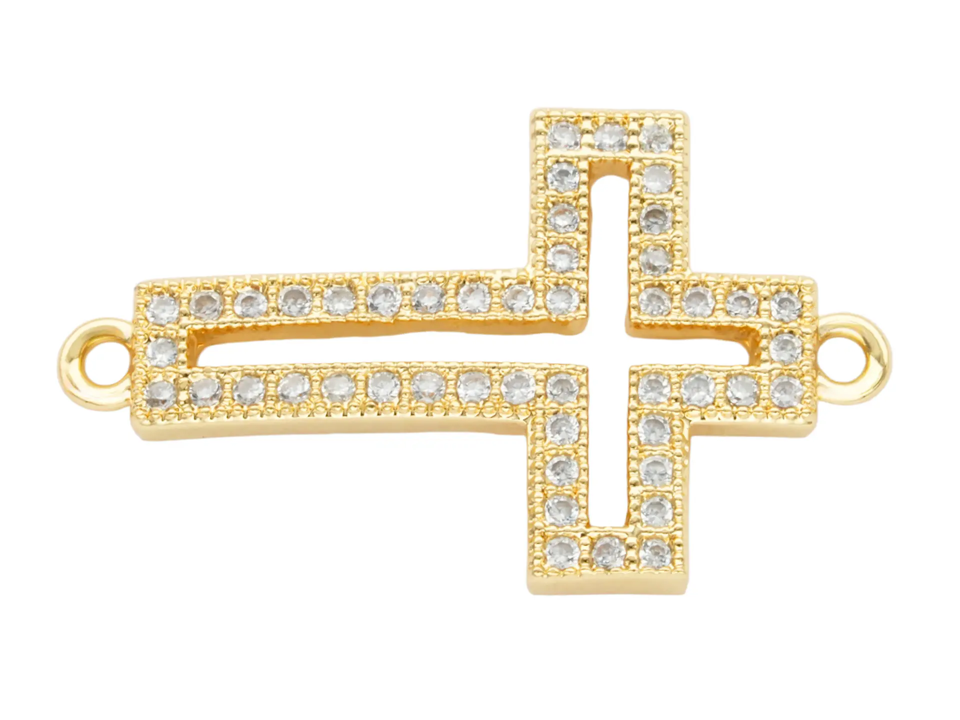 RODIO DORADO CENTRO CRUZ SILUETA ZIRCON BLANCO 23MM 1