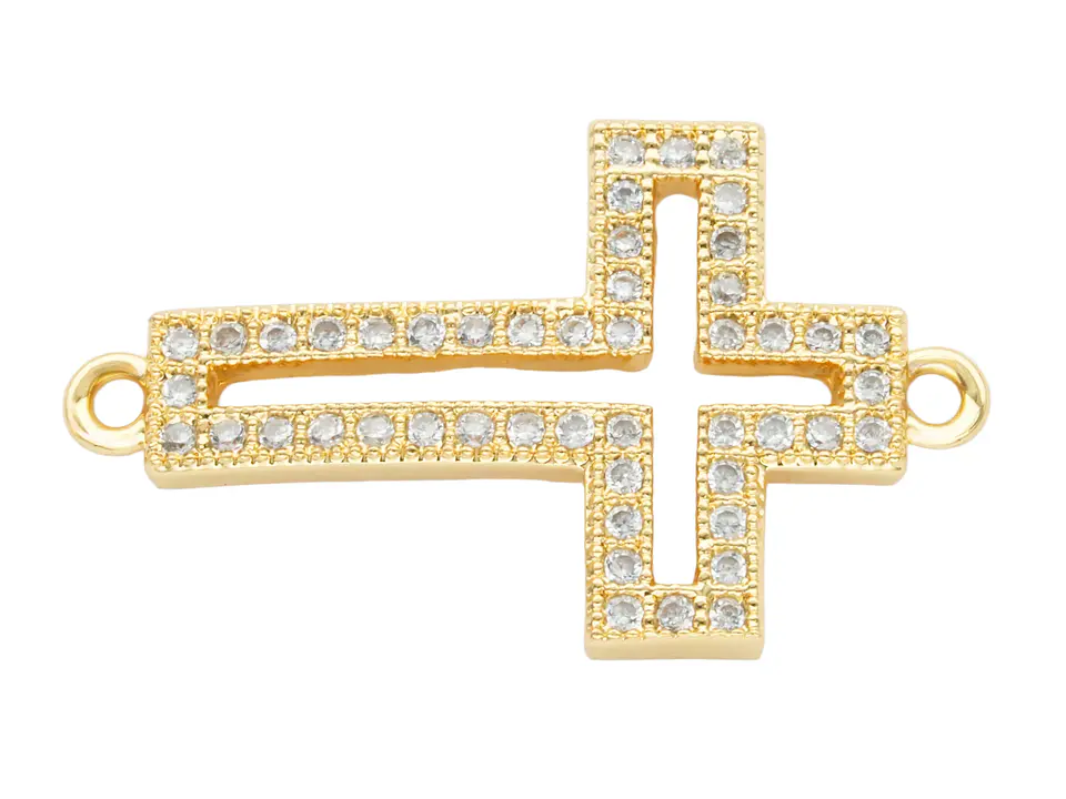 RODIO DORADO CENTRO CRUZ SILUETA ZIRCON BLANCO 23MM 1