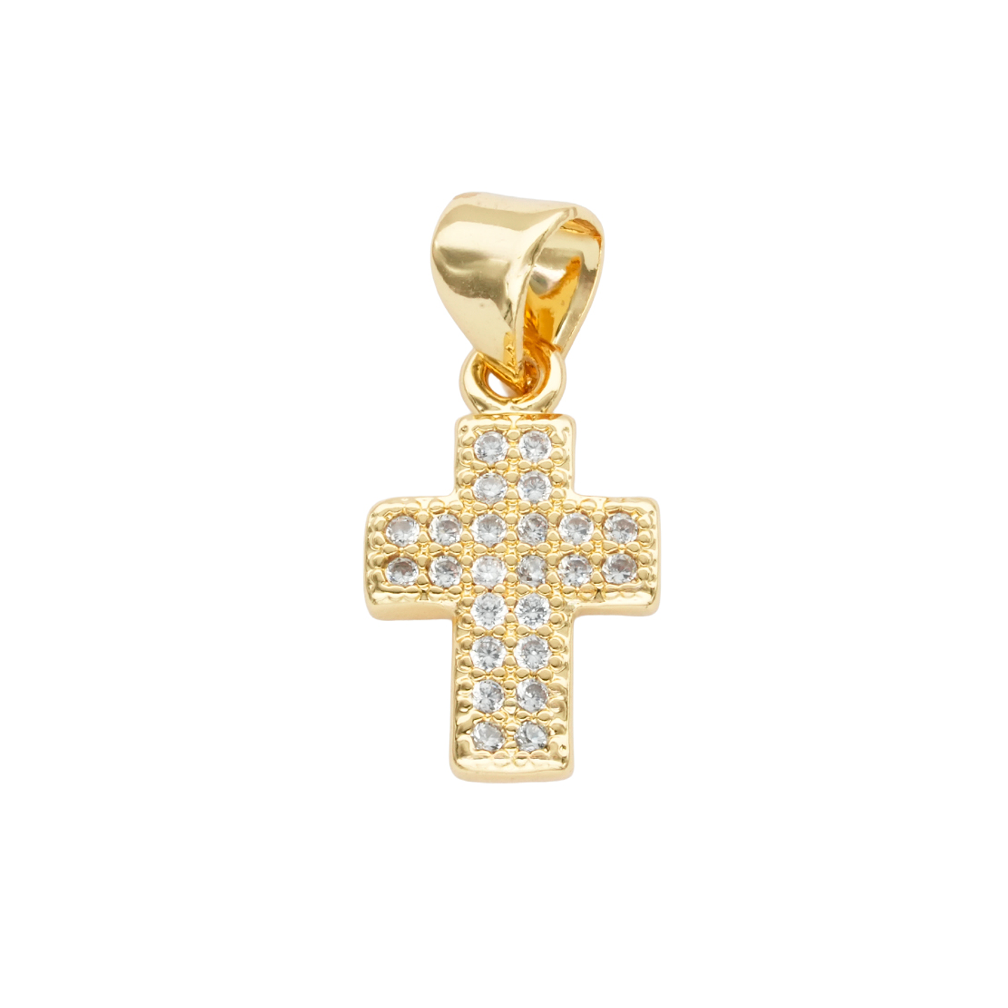 RODIO DORADO DIJE CRUZ  ZIRCON 14*9MM 1