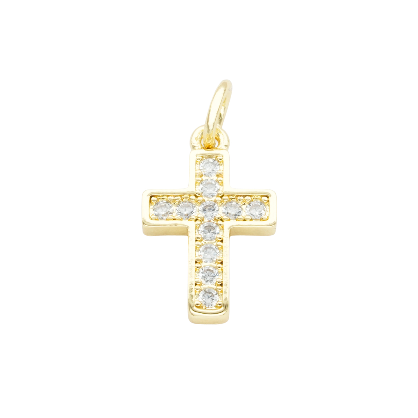 RODIO DORADO DIJE CRUZ ZIRCON BLANCO 15*10MM 1