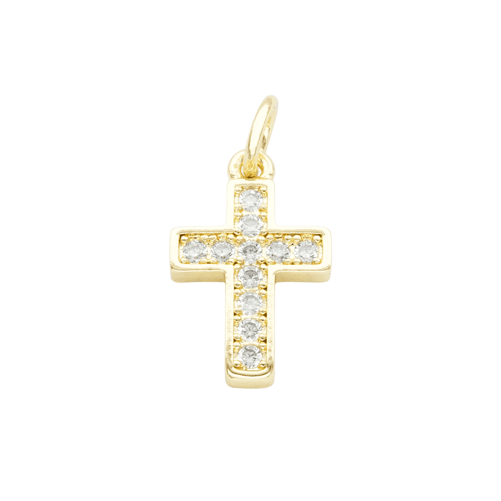 RODIO DORADO DIJE CRUZ ZIRCON BLANCO 15*10MM 1