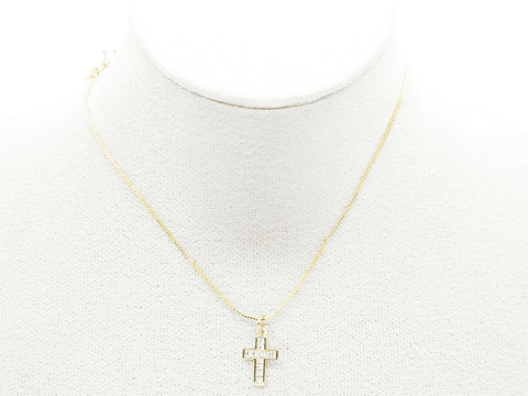 RODIO DORADO DIJE CRUZ ZIRCON BLANCO 15*10MM