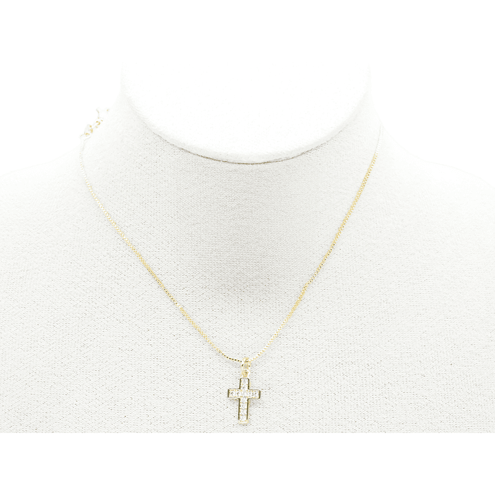 RODIO DORADO DIJE CRUZ ZIRCON BLANCO 15*10MM 2