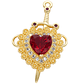 RODIO DORADO DIJE PAREJA CORAZON ROJO ZIRCON 17*32MM -1 - Miniatura 2