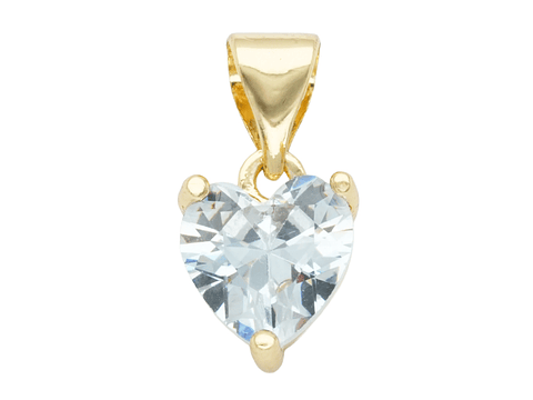 RODIO DORADO DIJE CORAZON PLATEADO ZIRCON 9*7M