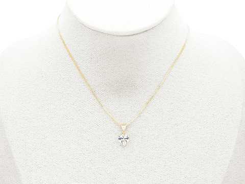 RODIO DORADO DIJE CORAZON PLATEADO ZIRCON 9*7M