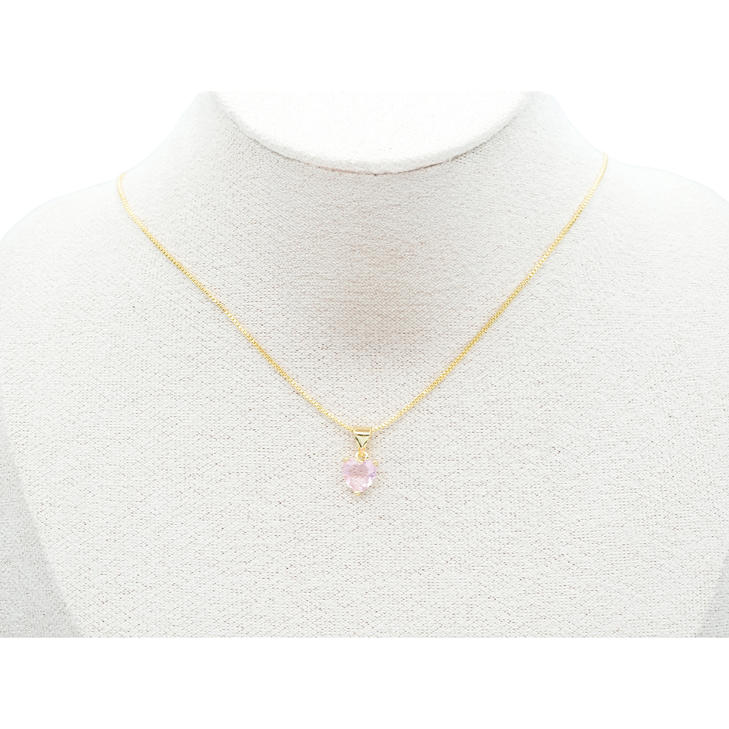 RODIO DORADO DIJE CORAZON ROSADO ZIRCON 9*7M 2