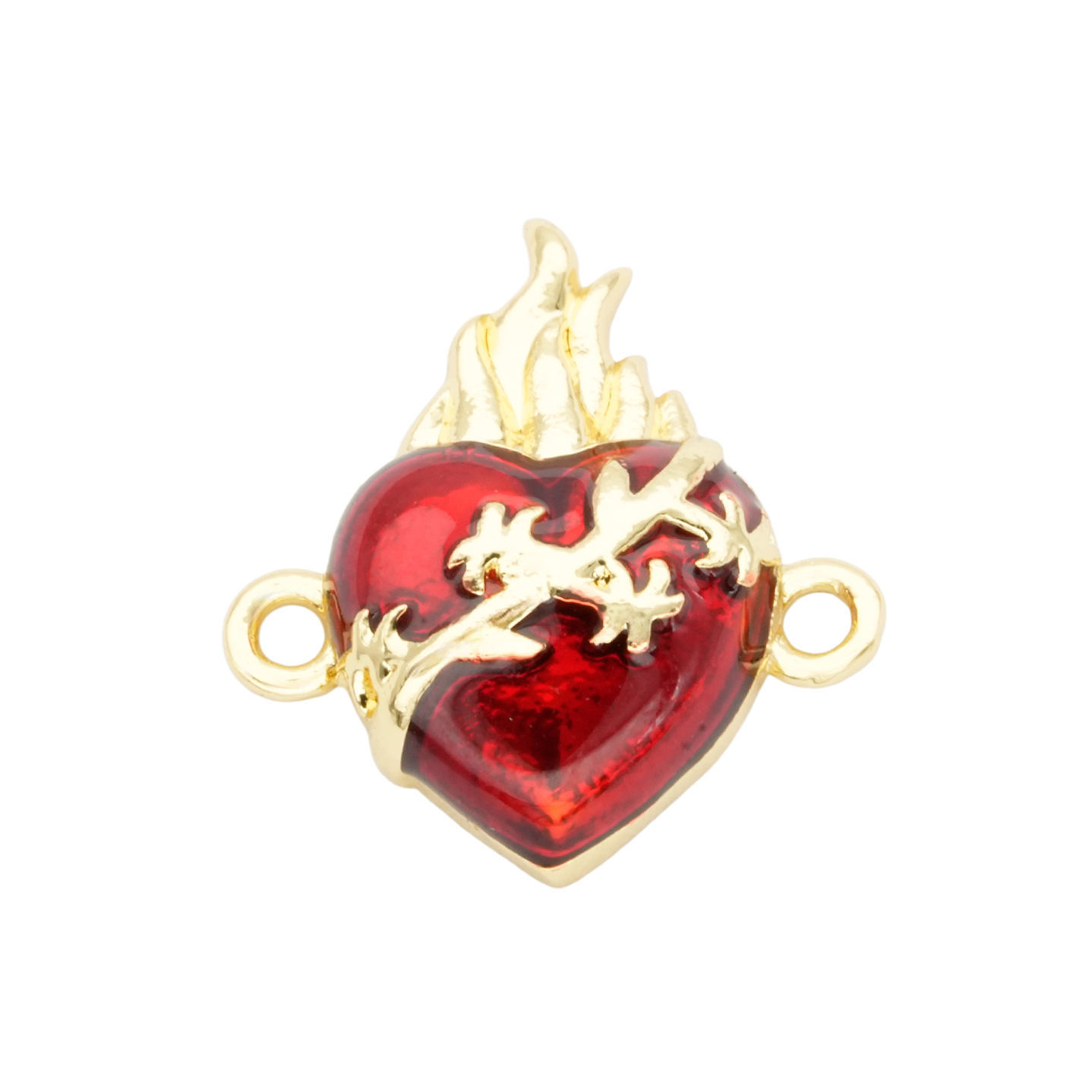 RODIO DORADO CENTRO SAGRADO CORAZON ROJO ZIRCON 15*16MM 1