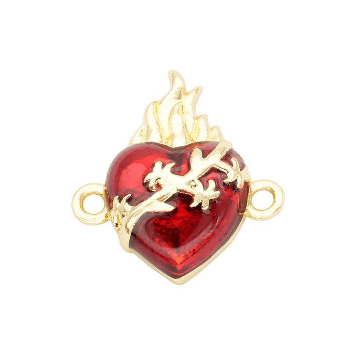 RODIO DORADO CENTRO SAGRADO CORAZON ROJO ZIRCON 15*16MM 1