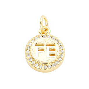 RODIO DORADO DIJE FE ZIRCON 10MM