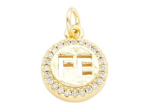 RODIO DORADO DIJE FE ZIRCON 10MM