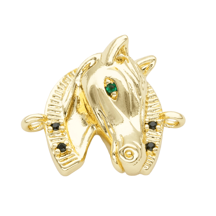 RODIO DORADO CENTRO CABALLO ZIRCON NEGRO 21*17MM 1