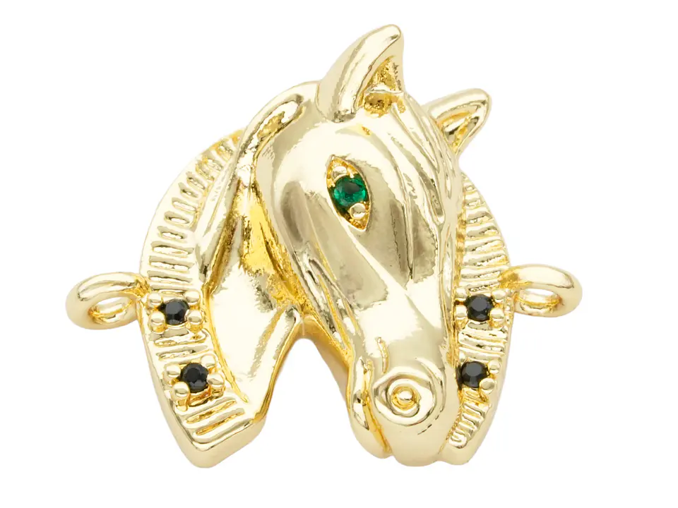 RODIO DORADO CENTRO CABALLO ZIRCON NEGRO 21*17MM 1