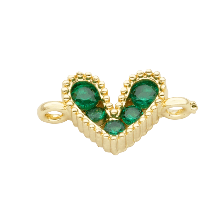 RODIO DORADO CENTRO CORAZON VERDE ZIRCON 12*7MM 1