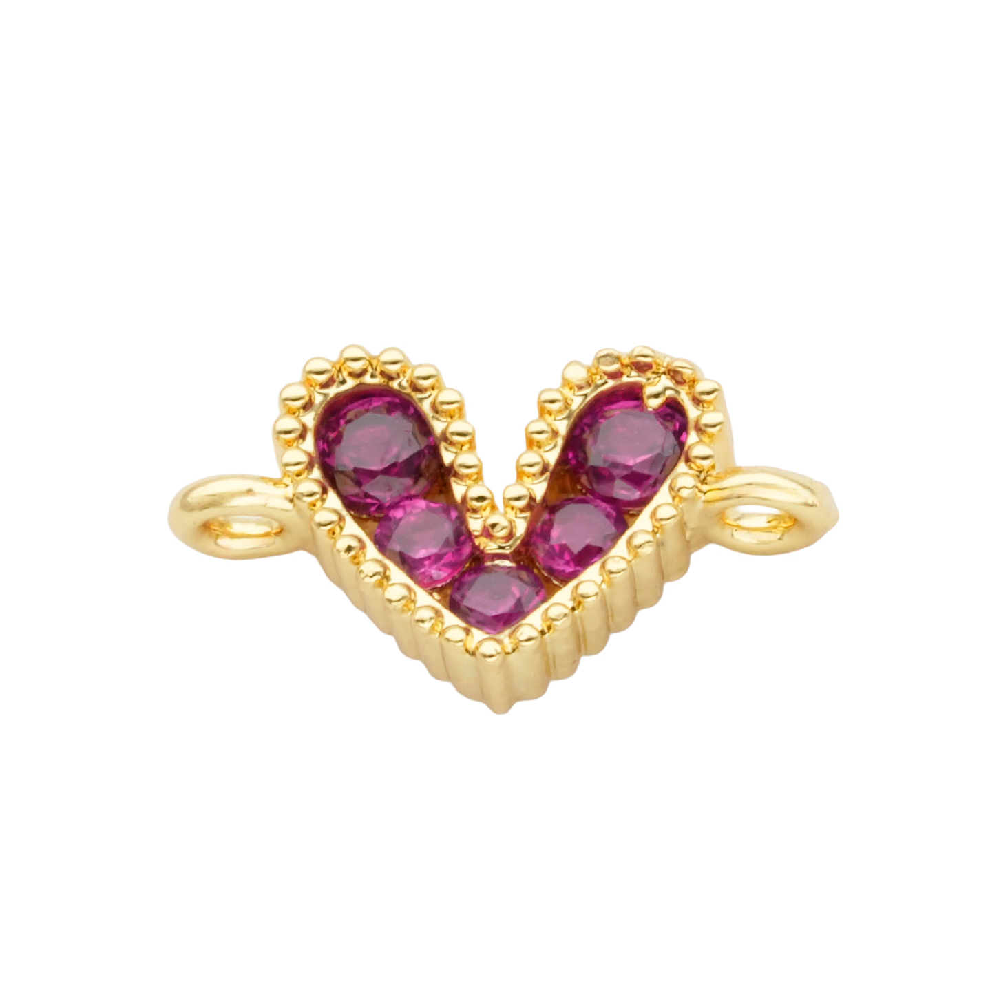 RODIO DORADO CENTRO CORAZON FUCSIA ZIRCON 12*7MM 1