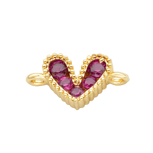 RODIO DORADO CENTRO CORAZON FUCSIA ZIRCON 12*7MM