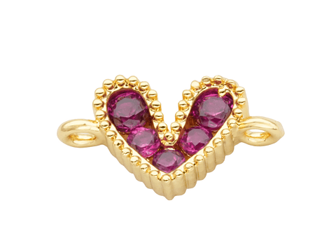 RODIO DORADO CENTRO CORAZON FUCSIA ZIRCON 12*7MM