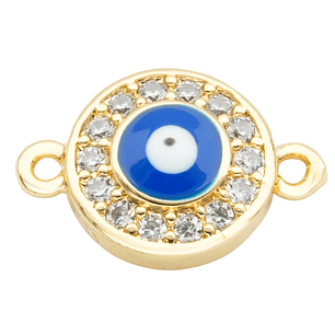 RODIO DORADO CENTRO OJO TURCO AZUL ZIRCON BLANCO 10MM