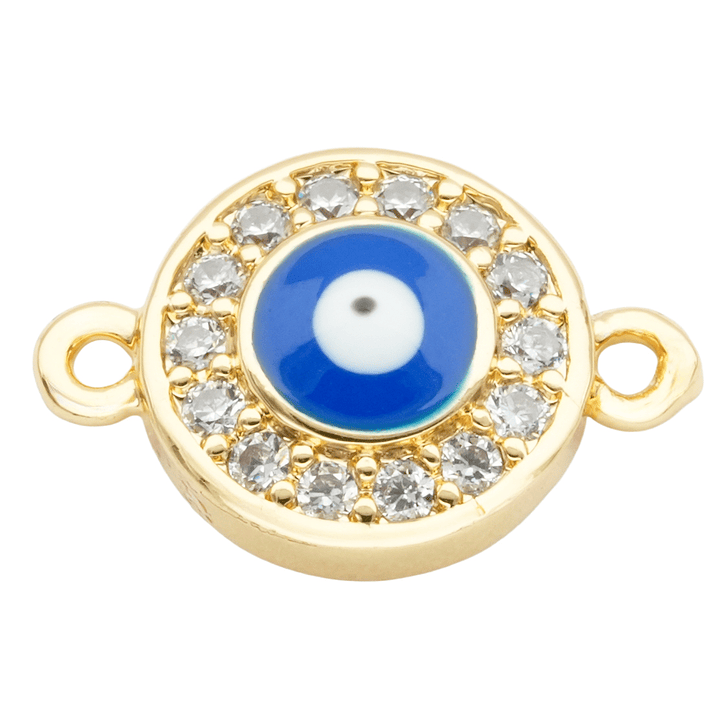 RODIO DORADO CENTRO OJO TURCO AZUL ZIRCON BLANCO 10MM 1