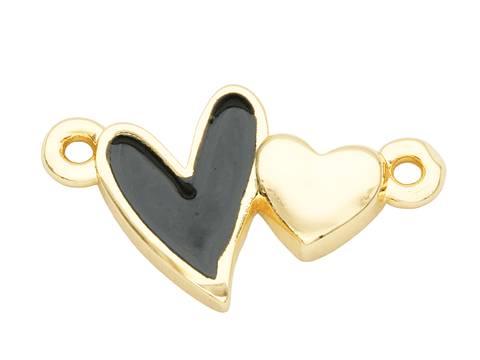 RODIO DORADO CENTRO CORAZON NEGRO 10*17MM