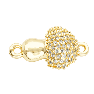 RODIO DORADO CENTRO HONGO ZIRCON BLANCO 10*17MM