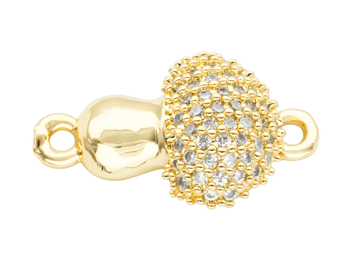 RODIO DORADO CENTRO HONGO ZIRCON BLANCO 10*17MM