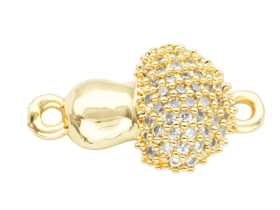 RODIO DORADO CENTRO HONGO ZIRCON BLANCO 10*17MM 1