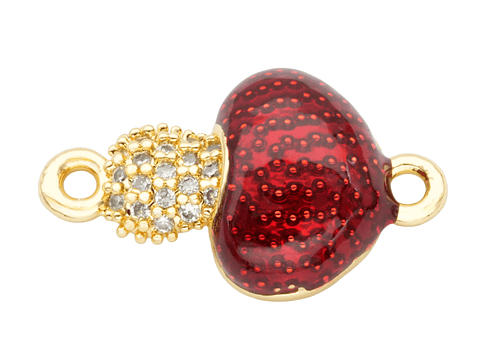 RODIO DORADO CENTRO HONGO ROJO ZIRCON BLANCO 10*17MM