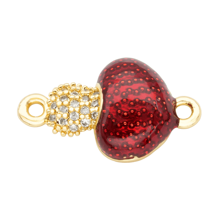 RODIO DORADO CENTRO HONGO ROJO ZIRCON BLANCO 10*17MM 1