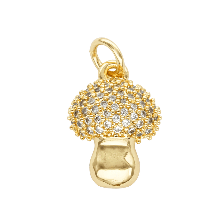 RODIO DORADO DIJE HONGO ZIRCON BLANCO 10*17MM 1