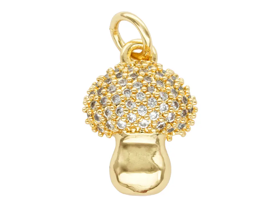 RODIO DORADO DIJE HONGO ZIRCON BLANCO 10*17MM 1
