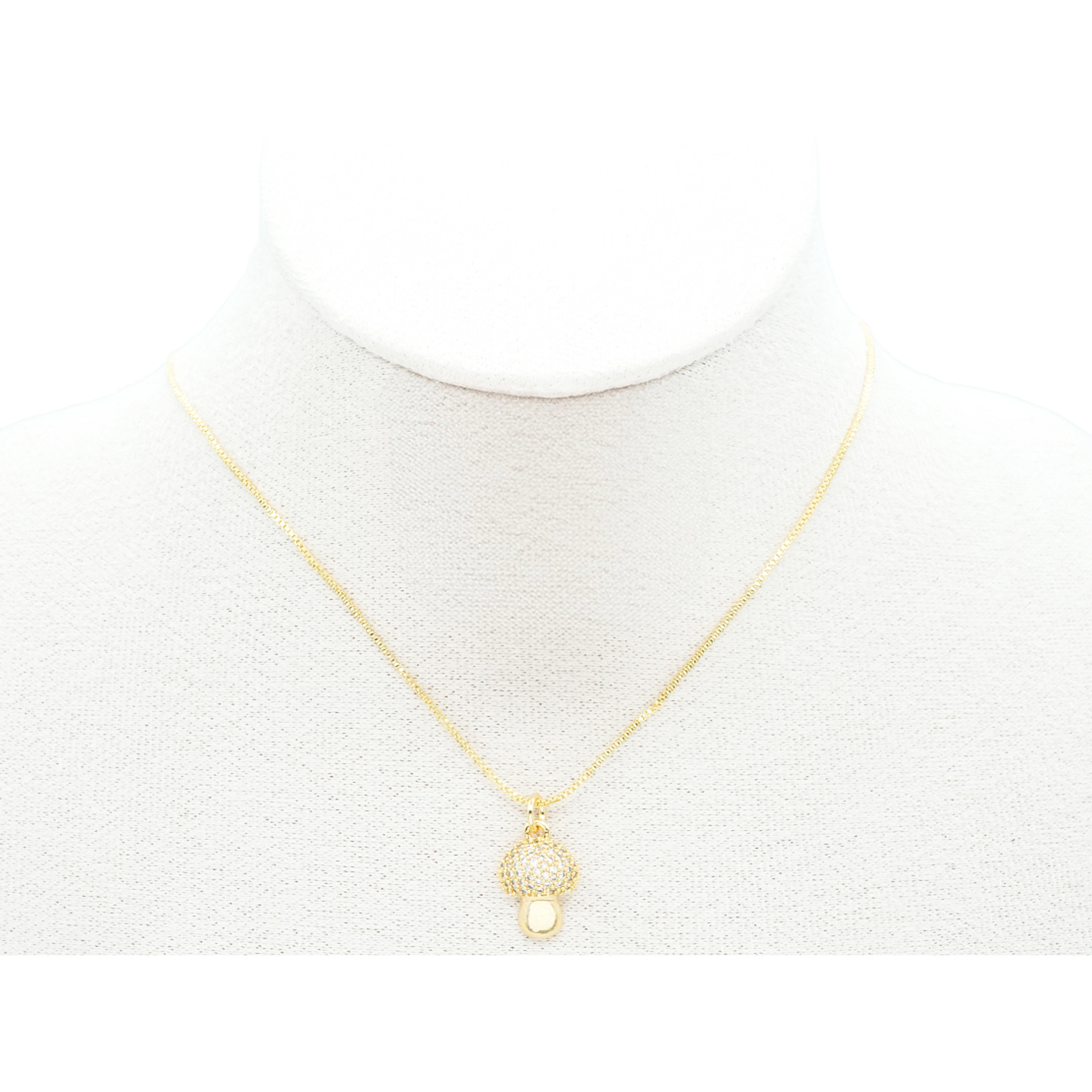 RODIO DORADO DIJE HONGO ZIRCON BLANCO 10*17MM 2