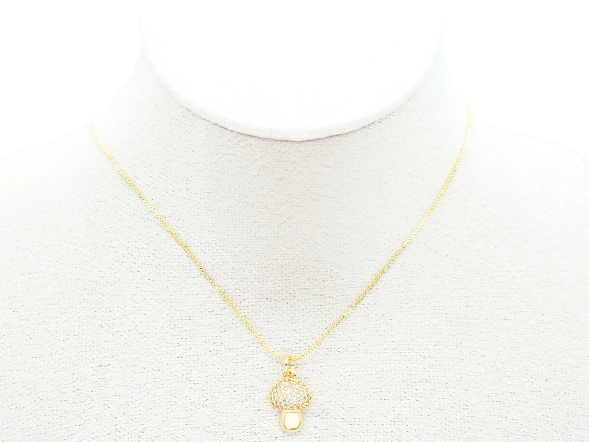 RODIO DORADO DIJE HONGO ZIRCON BLANCO 10*17MM 2