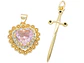 RODIO DORADO DIJE PAREJA CORAZON ROSADO ZIRCON 17*32MM - Miniatura 1