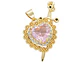 RODIO DORADO DIJE PAREJA CORAZON ROSADO ZIRCON 17*32MM - Miniatura 2