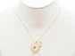 RODIO DORADO DIJE PAREJA CORAZON ROSADO ZIRCON 17*32MM - Miniatura 4