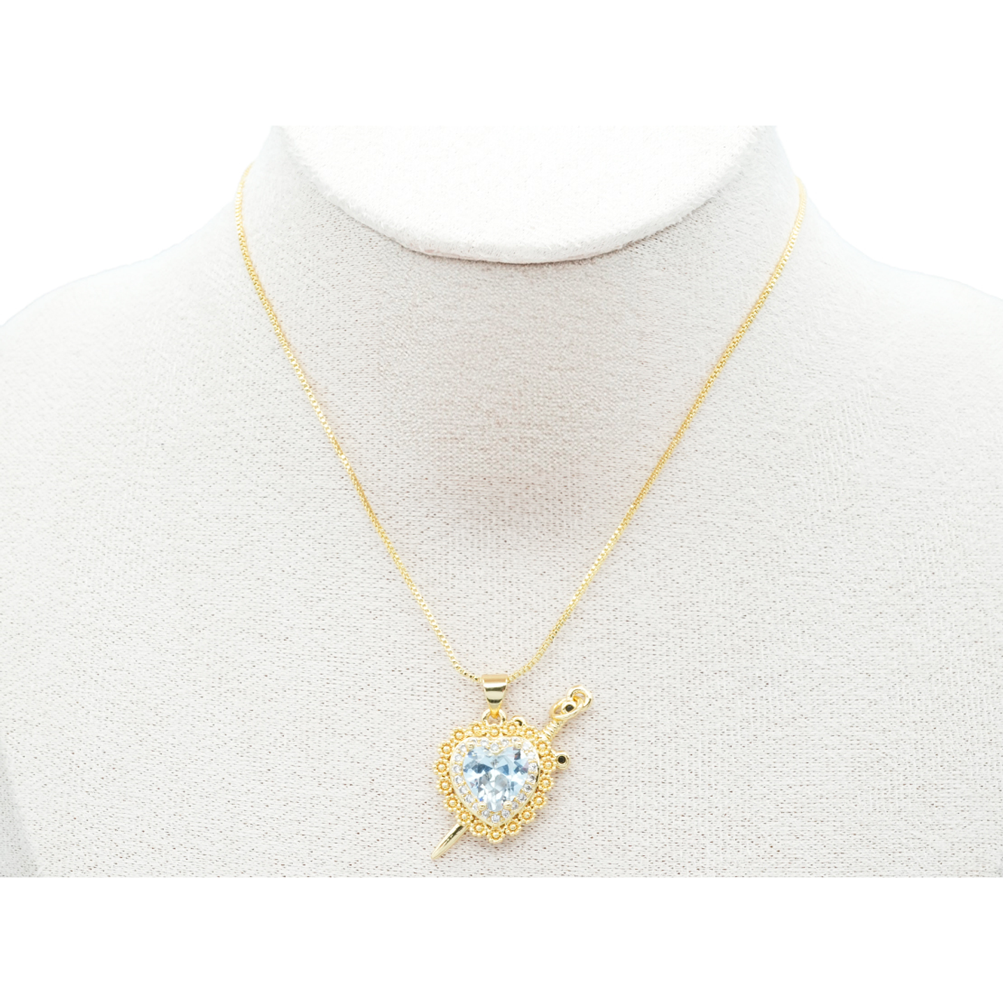 RODIO DORADO DIJE PAREJA CORAZON PLATEADO ZIRCON 17*32MM 4