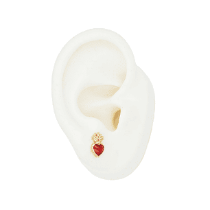 RODIO DORADO TOPO SAGRADO CORAZON ROJO 6*10.5MM