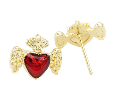 RODIO DORADO TOPO SAGRADO CORAZON ROJO 13*11MM