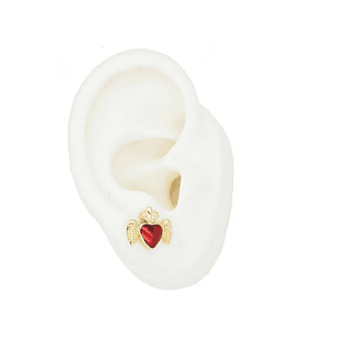 RODIO DORADO TOPO SAGRADO CORAZON ROJO 13*11MM