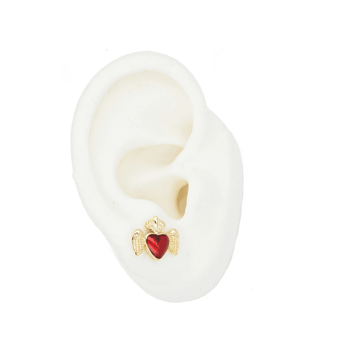 RODIO DORADO TOPO SAGRADO CORAZON ROJO 13*11MM 2