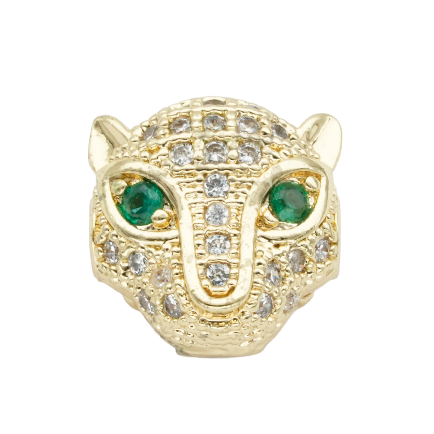 RODIO DORADO CENTRO PANTERA SENCILLA OJO VERDE 11*11MM 1