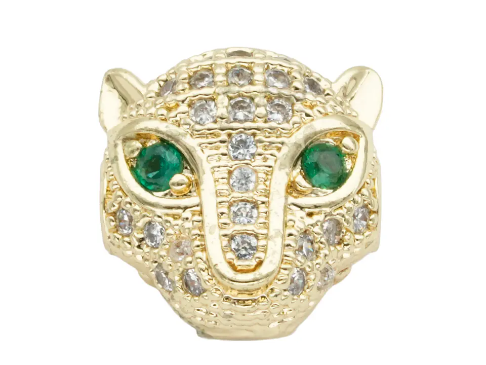 RODIO DORADO CENTRO PANTERA SENCILLA OJO VERDE 11*11MM 1