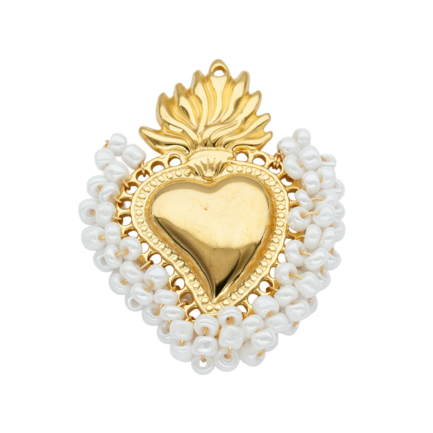 ACERO DORADO DIJE SAGRADO CORAZON BLANCO 35*44MM 1