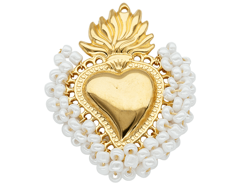ACERO DORADO DIJE SAGRADO CORAZON BLANCO 35*44MM