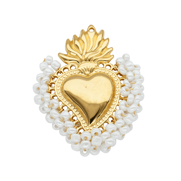 ACERO DORADO DIJE SAGRADO CORAZON BLANCO 35*44MM 1