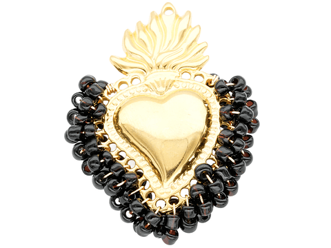 ACERO DORADO DIJE SAGRADO CORAZON NEGRO 35*44MM