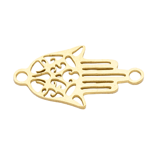 ACERO DORADO CENTRO MANO HAMSA 18*9MM