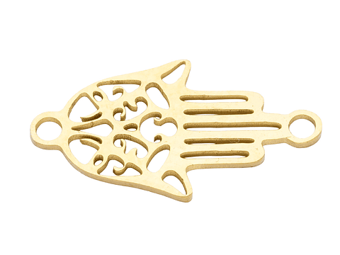 ACERO DORADO CENTRO MANO HAMSA 18*9MM